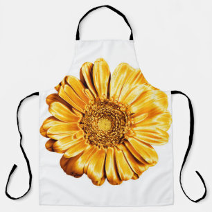 One golden gerbera flower white background isolate apron