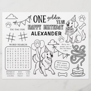 One Golden Year Golden Retriever Activity Placemat