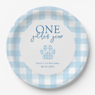 One Golden Year Golden Retriever Boys Birthday Paper Plate
