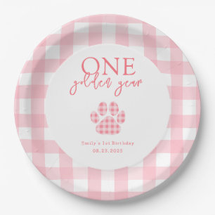 One Golden Year Golden Retriever Girls Birthday Paper Plate
