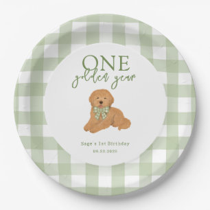 One Golden Year Goldendoodle Birthday Party Paper Plate