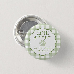 One Golden Year Paw Print First Birthday Party 3 Cm Round Badge