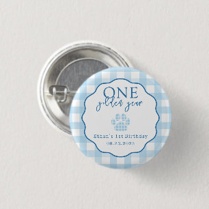 One Golden Year Paw Print First Birthday Party 3 Cm Round Badge
