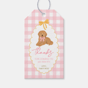 One Golden Year Pink Gingham Golden Doodle Gift Tags