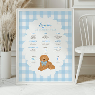 One Golden Year Puppy Dog 1st Birthday Milestone Poster