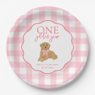 One Golden Year Retriever First Birthday Party Paper Plate