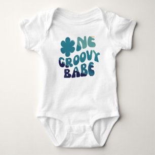 One Groovy Babe Retro Daisy 70s Birthday Girl Baby Bodysuit