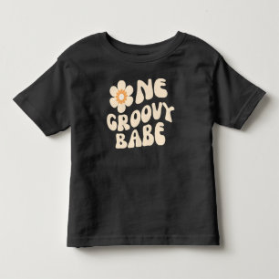 One Groovy Babe Retro Daisy 70s Birthday Girl Baby Toddler T-Shirt
