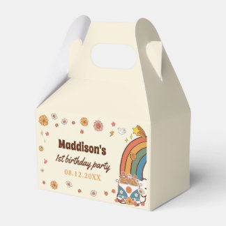 One Groovy Babe Retro Rainbow 1st Birthday Favour Box