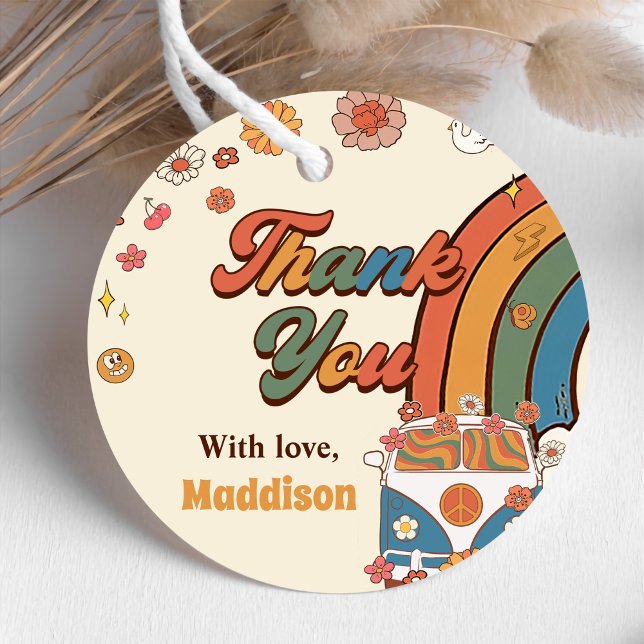 One Groovy Babe Retro Rainbow 1st Birthday Favour Tags (Creator Uploaded)