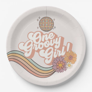 One Groovy Girl 2nd birthday party Paper Plate