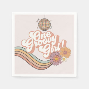 One Groovy Girl retro 1st birthday party Napkin