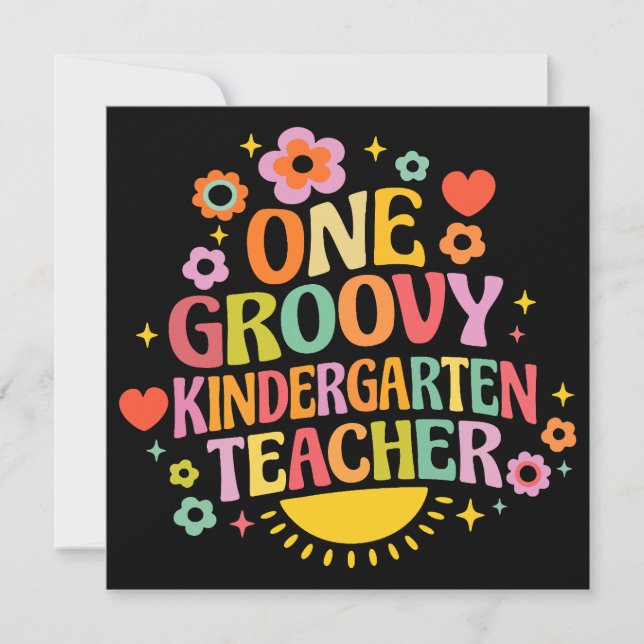 One groovy kindergarten teacher invitation (Front)