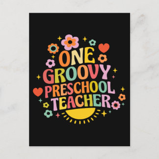 One groovy preschool teacher postcard