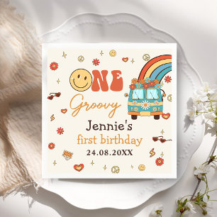 One Groovy Retro Rainbow 1st Birthday Napkin