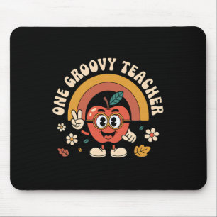One Groovy Teacher Retro Apple Ck To School Mouse Mat
