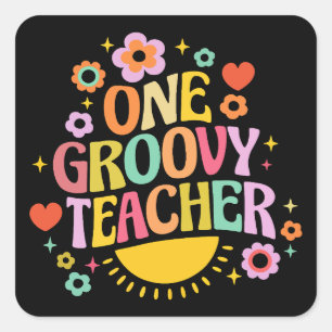 One groovy teacher square sticker