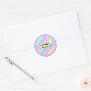One Groovy Year Retro Pastel Rainbow 1st Birthday Classic Round Sticker