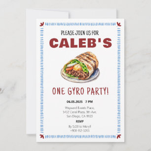 One Gyro Party Greek First Birthday Party Invitation