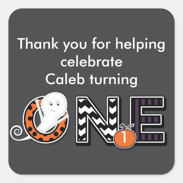 ONE Halloween Fall 1st Birthday Party Sticker (Front)