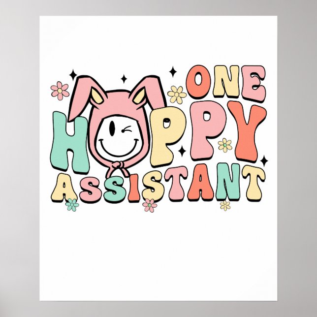 one happy assistant, retro, vintage poster (Front)