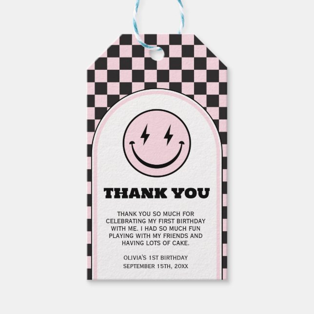 One Happy Babe Girl Birthday Photo Gift Tag (Front)