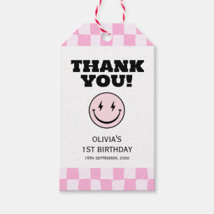 One Happy Babe Pink Chequered Birthday Gift Tags