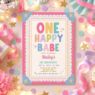 One Happy Babe Whimsical Girl 1st Birthday Party Invitation