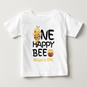 One Happy Bee Honey Yellow  Bee Girls 1st Birthday Baby T-Shirt
