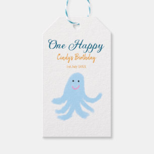 One happy blue octopus under the sea birthday  gift tags