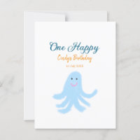 One happy blue octopus under the sea birthday