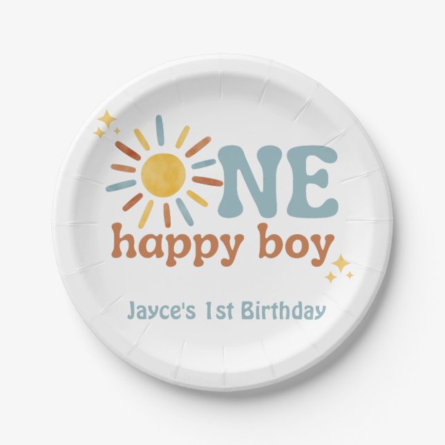 One Happy Boy, 1st Trip Around The Sun Paper Plate (Front)