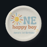 One Happy Boy, 1st Trip Around The Sun Paper Plate<br><div class="desc">Make your little one's first birthday extra special with our One Happy Boy Sunshine Themed 1st Birthday Paper Plates! These vibrant and fun paper plates are designed to add a touch of sunshine to your celebration, making it an unforgettable day for your happy boy and your guests. Customise these paper...</div>