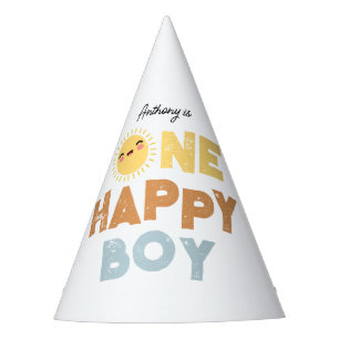 One Happy Boy Birthday Invite 1st Birthday Sun Party Hat
