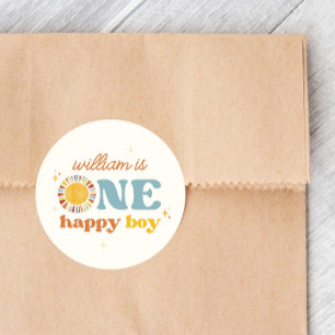 One Happy Boy Boho Sun 1st Birthday Stickers