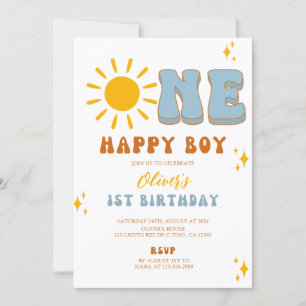 One Happy Boy First Birthday Invite