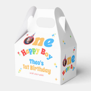 One Happy Boy Fun Colourful 1st Birthday Photo Favour Box