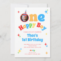 One Happy Boy Fun Colourful 1st Birthday Photo