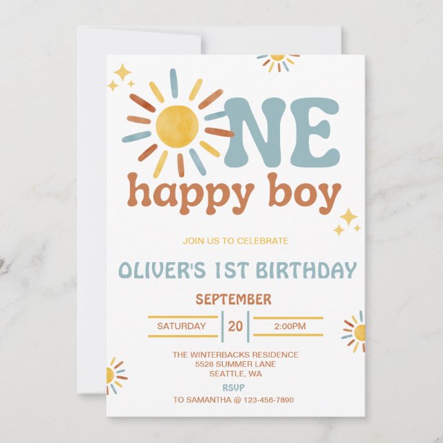 One Happy Boy Invitation (Front)