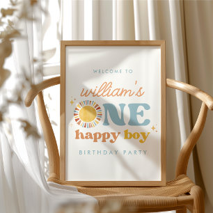 One Happy Boy Sun 1st Birthday Welcome Sign