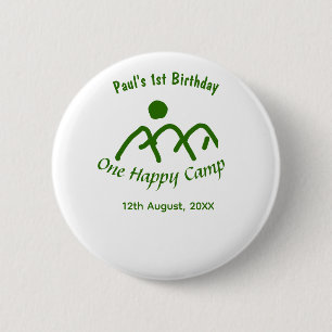 One happy camp green mountain sun 1st birthday 6 cm round badge