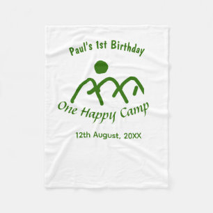 One happy camp green mountain sun 1st birthday  fleece blanket