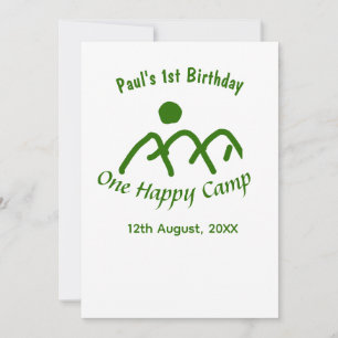 One happy camp green mountain sun 1st birthday invitation