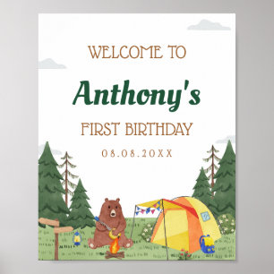 One Happy Camper 1st Birthday Camping Welcome Poster
