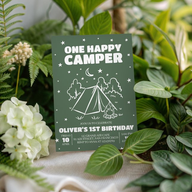 One Happy Camper 1st Birthday Invitation (Creator Uploaded)