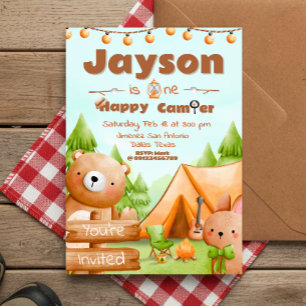One Happy Camper - 1st birthday Invitation
