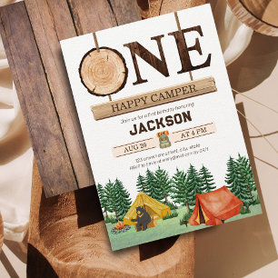One Happy Camper 1st Birthday Invitation