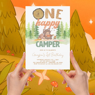 One Happy Camper 1st Birthday Invitation