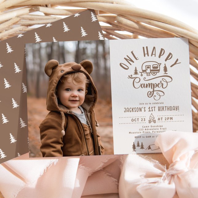 One Happy Camper 1st birthday photo Invitation (Creator Uploaded)
