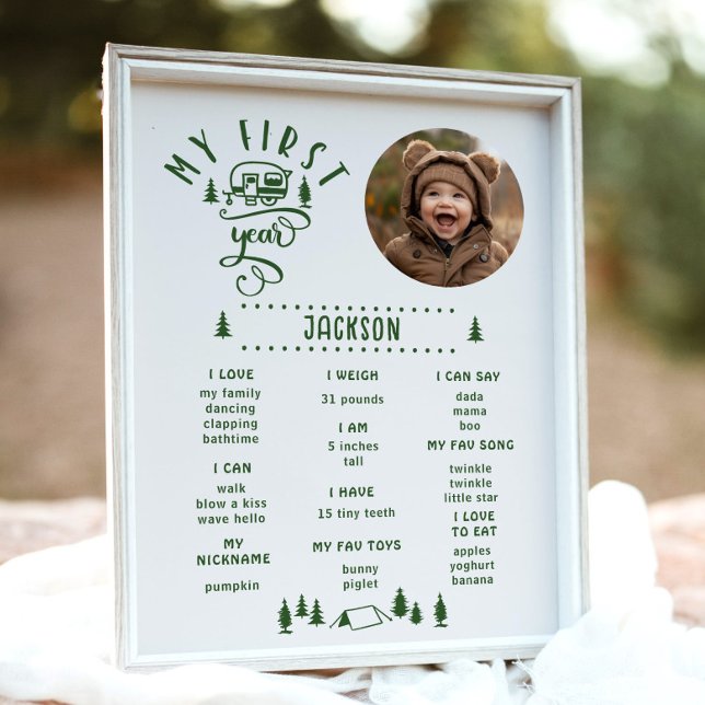 One happy camper 1st Birthday Photo Milestone Poster (Creator Uploaded)